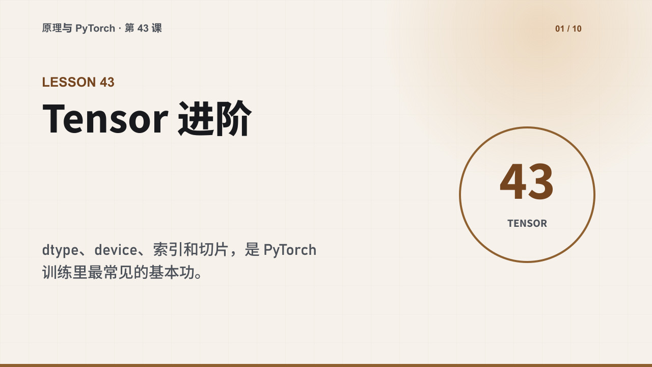 Tensor 进阶：dtype、device、索引和切片